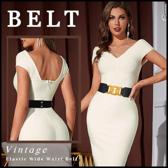 Thick Stretchy Wide Waist Belt Elastic Fashion Elegant Y2K Retro Chic